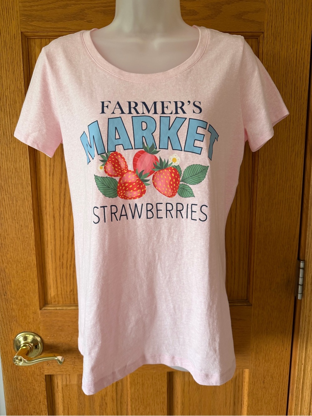 St. John's Bay Light Pink Farmer's Market Strawberries Graphic Tee